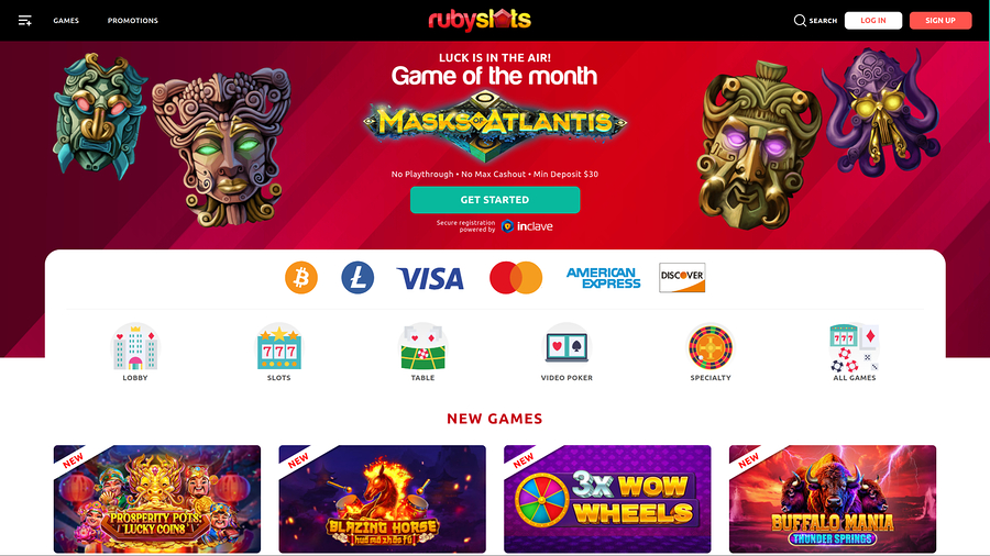 Ruby Slots Casino Desktop Homepage 