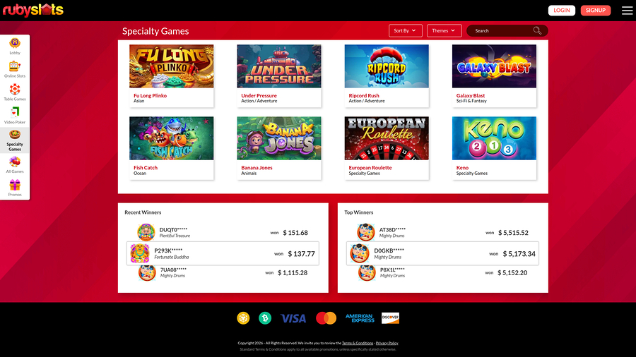 Ruby Slots Casino Desktop Specialty Games
