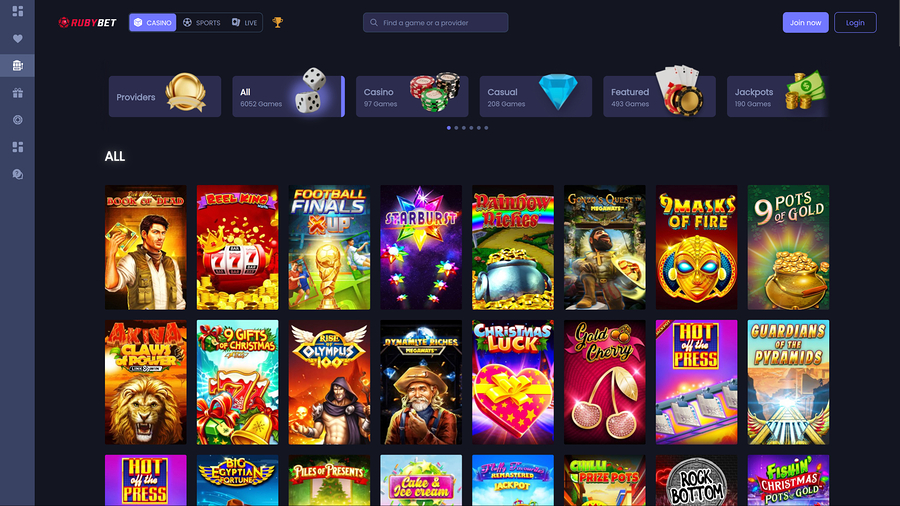 Ruby Bet Casino Desktop Games