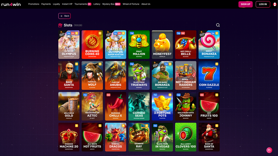 Juegos de escritorio del casino Run4Win