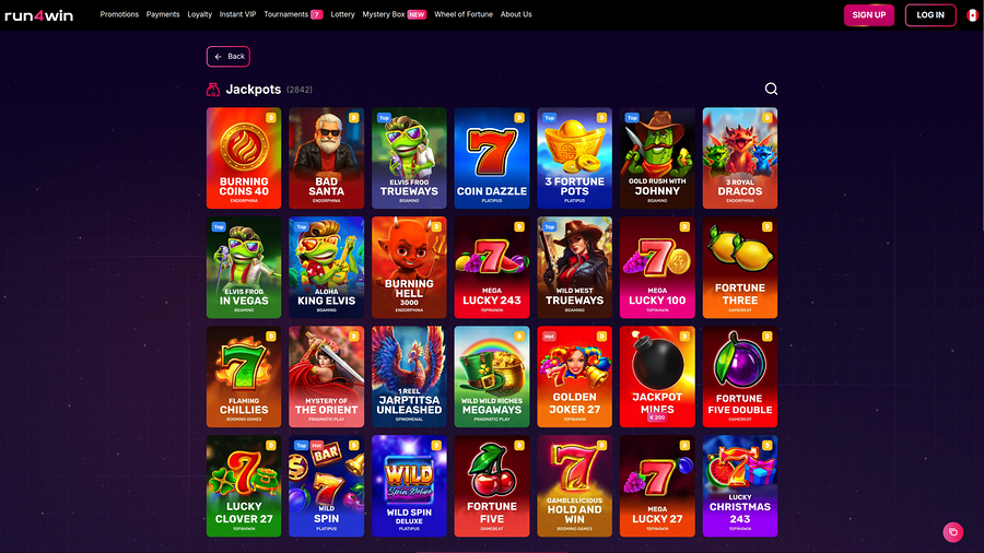 Jackpot de escritorio del casino Run4Win