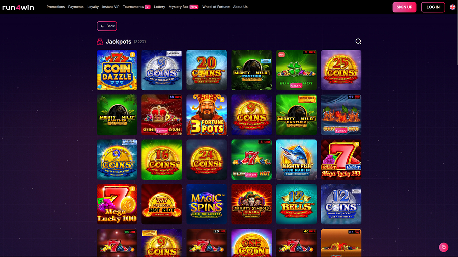 Run4Win Casino Desktop Jackpot