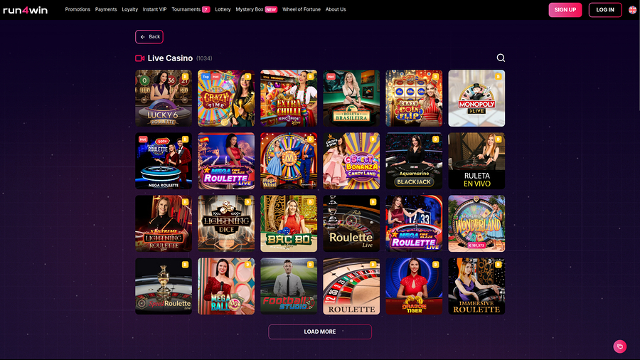 Run4Win Casino Desktop Live dealer