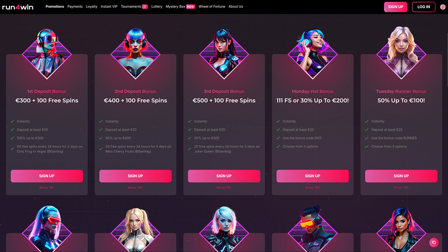 Run4Win Casino Desktop Promotions