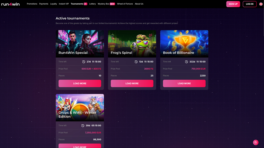 Run4Win Casino Desktop Tournaments
