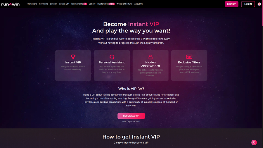 Programa VIP de escritorio del casino Run4Win