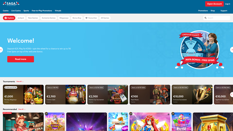 Saga Kingdom Casino Desktop Homepage