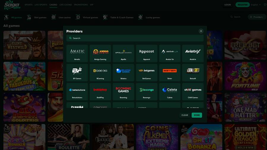 SagaSpins Casino Game Developers