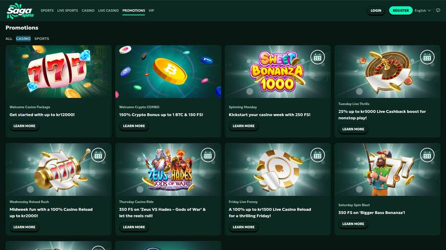 SagaSpins Casino Promotions