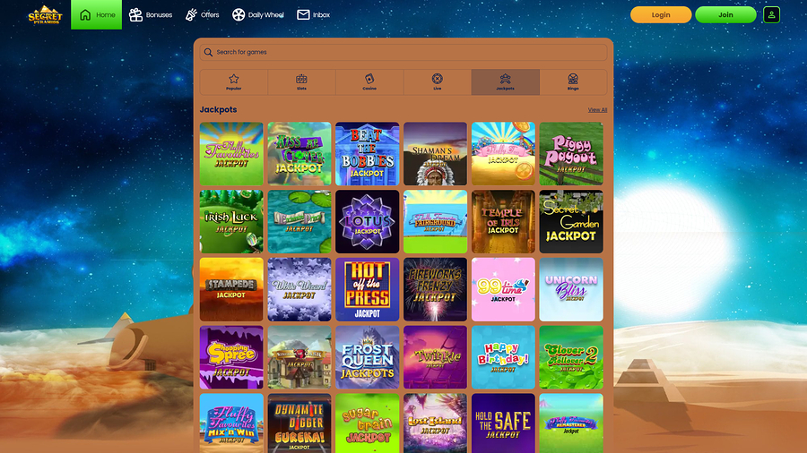 Secret Pyramids Casino Desktop Jackpot