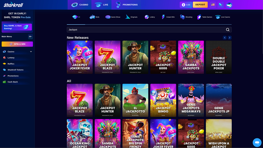 Sharkroll Casino Desktop Jackpot