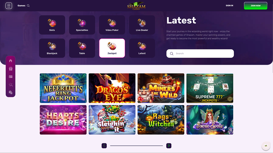 Shazam Casino Desktop Jackpot