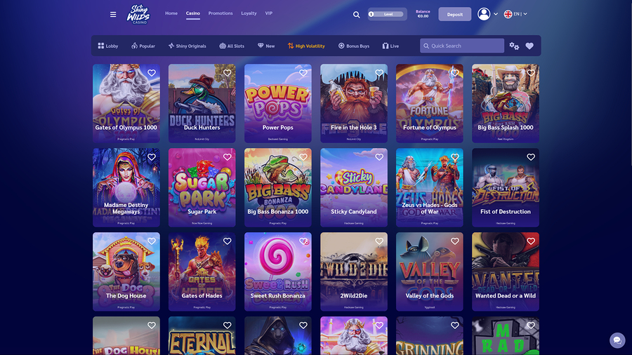 Shiny Wilds Casino Desktop High Volatility Games
