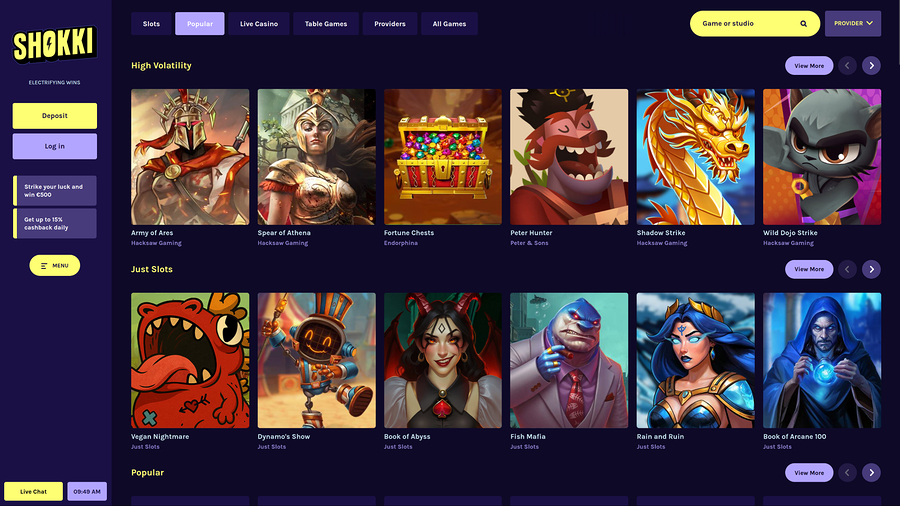 Shokki Casino Desktop Games