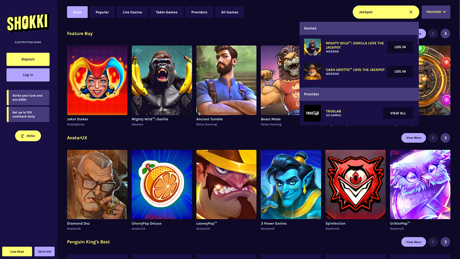 Shokki Casino Desktop Jackpot