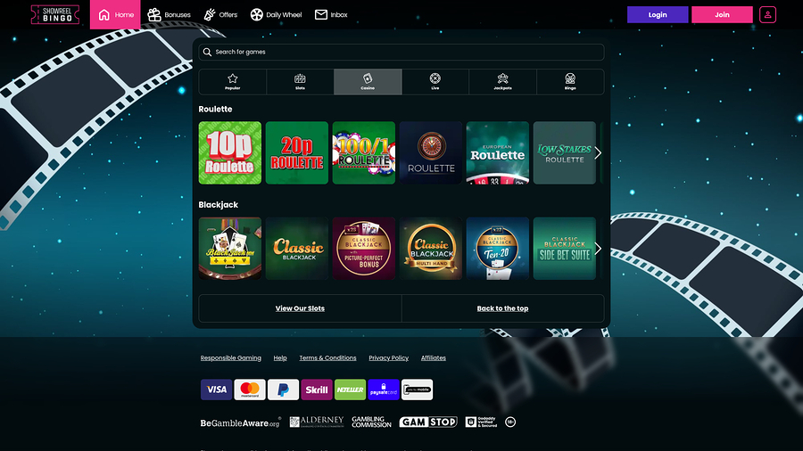 Showreel Bingo Casino Desktop Table Games