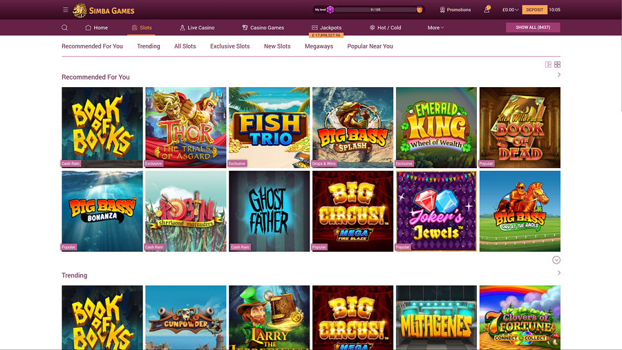 Simba Games Casino-datorspel