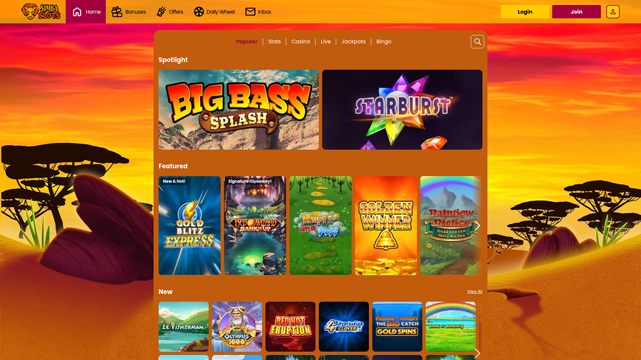 Simba Slots Casino Desktop Games