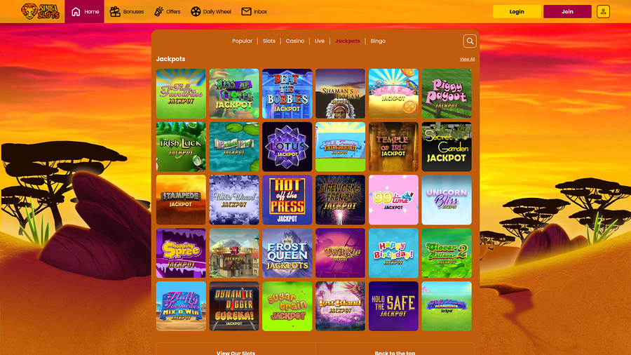 Simba Slots Casino Desktop Jackpot
