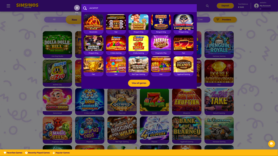 Simsinos Casino Desktop Jackpot