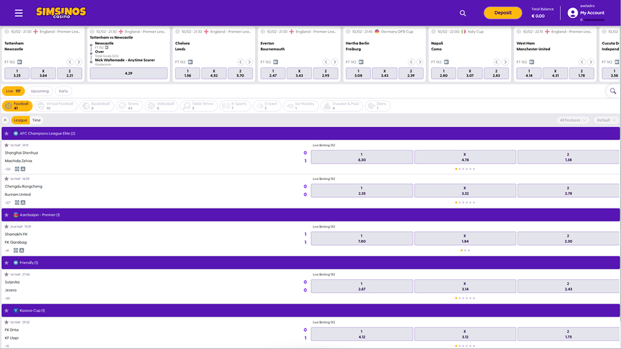 Simsinos Casino Desktop Sportsbook