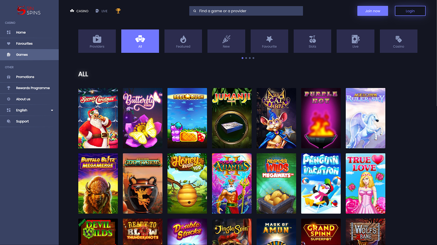 Sin Spins Casino Desktop Games