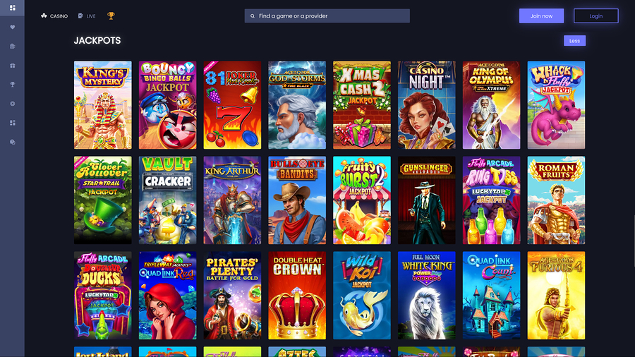 Sin Spins Casino Desktop Jackpot