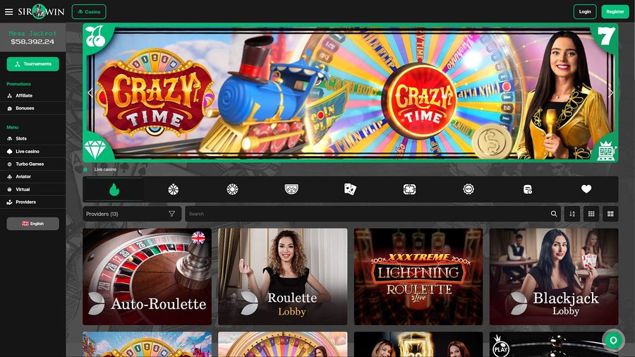 SirWin Casino Desktop Live Dealer