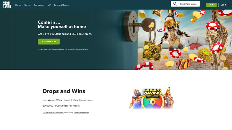 SkolCasino Desktop Homepage