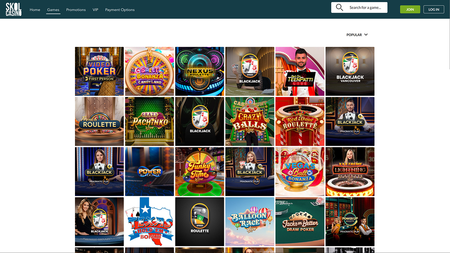 SkolCasino Desktop Live Dealer