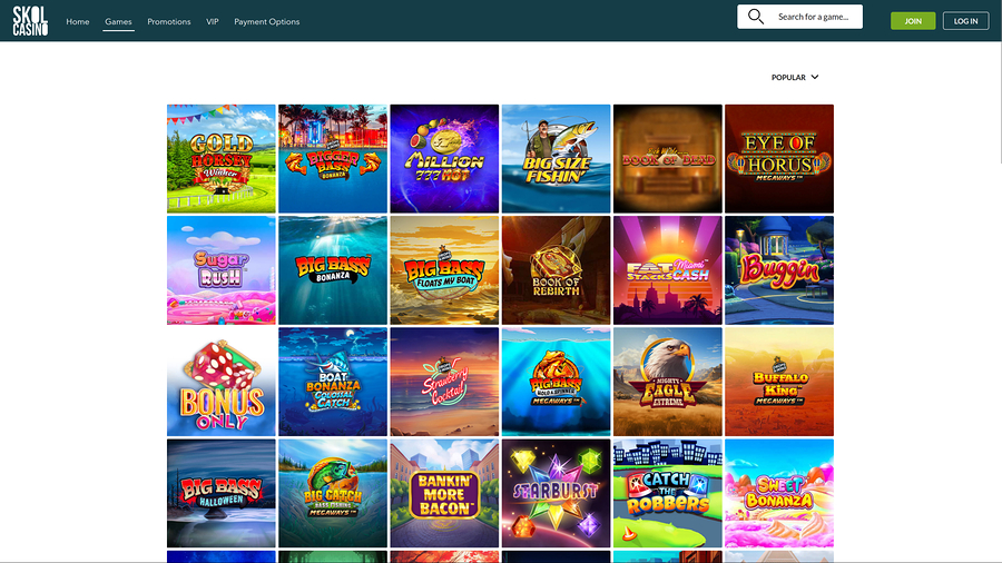 SkolCasino Desktop Most Played