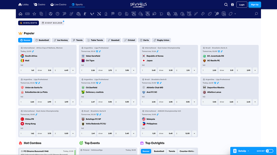 Sky Hills Casino Desktop Sports