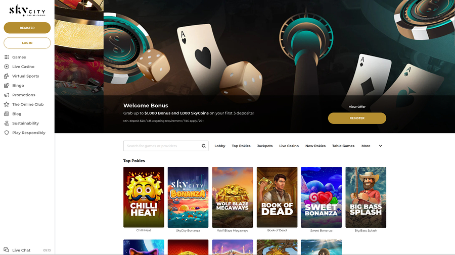 SkyCity Casino Desktop Homepage
