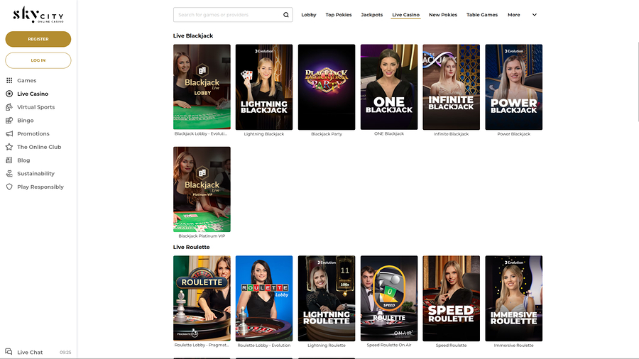 SkyCity Casino Desktop Live Dealer