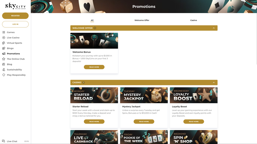 SkyCity Casino Desktop Promotions