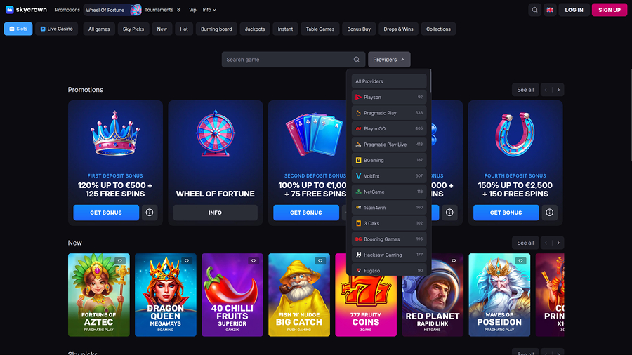 Skycrown Casino Desktop Game Developers