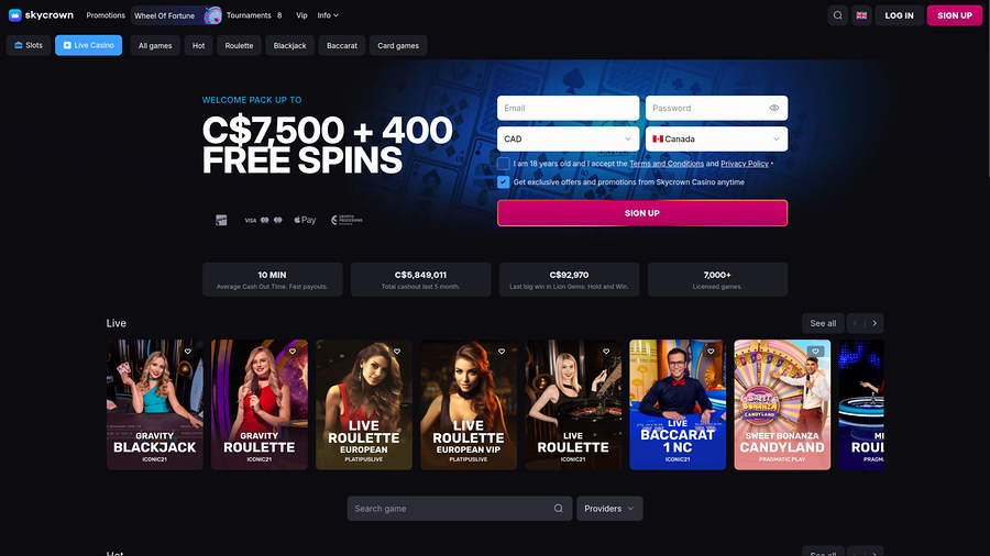 Skycrown Casino Desktop Live Dealer