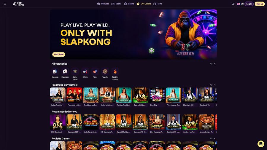SlapKong Casino Live Dealer Desktop