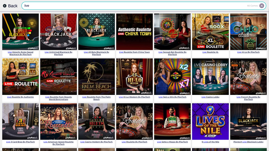 Slingo Casino Desktop Live Dealer