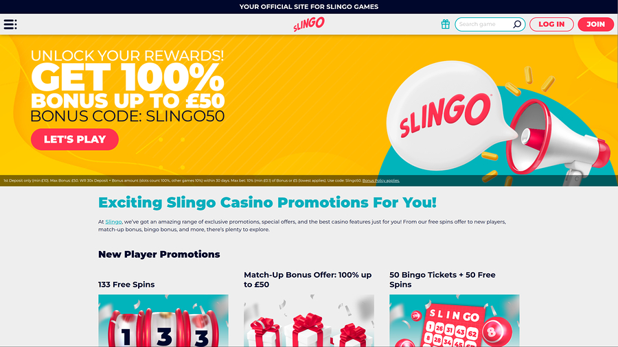 Slingo Casino Desktop Promotions