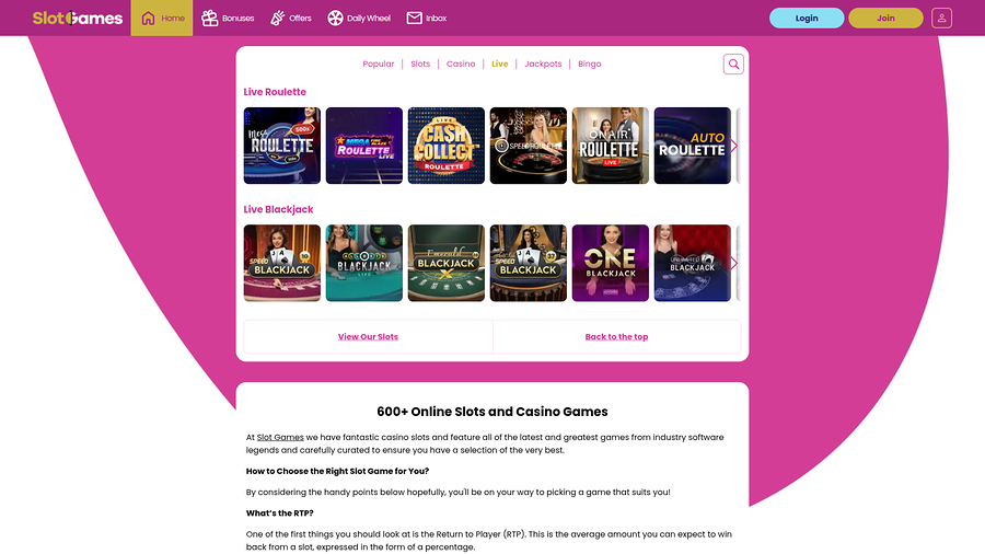 Slot Games Casino Desktop Live Dealer