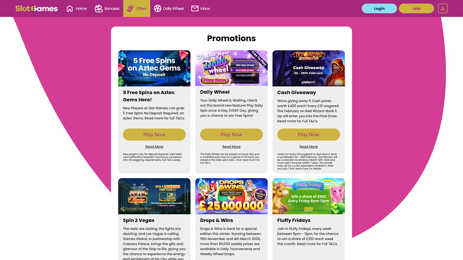 Slot Games Casino Desktop Promotions