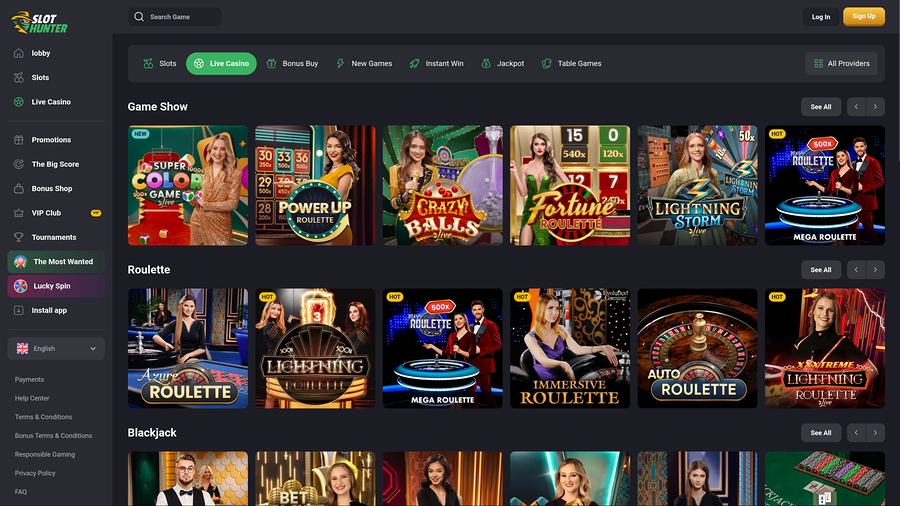 Slot Hunter Casino Desktop Live Dealer