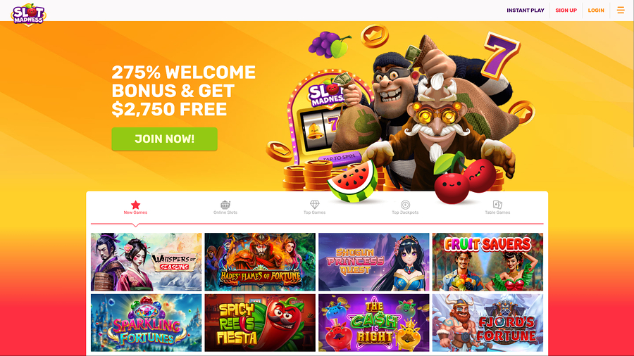 Slot Madness Casino Desktop Homepage