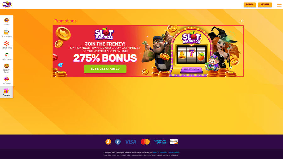 Slot Madness Casino Desktop Promotions