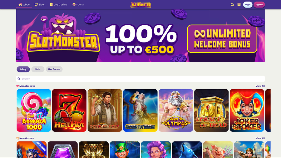 Slot Monster Casino Desktop Homepage