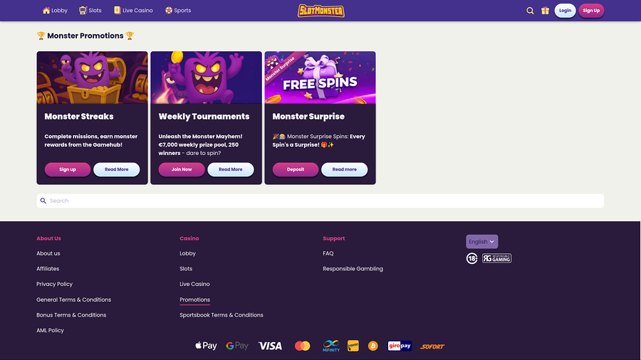 Slot Monster Casino Desktop Promotions