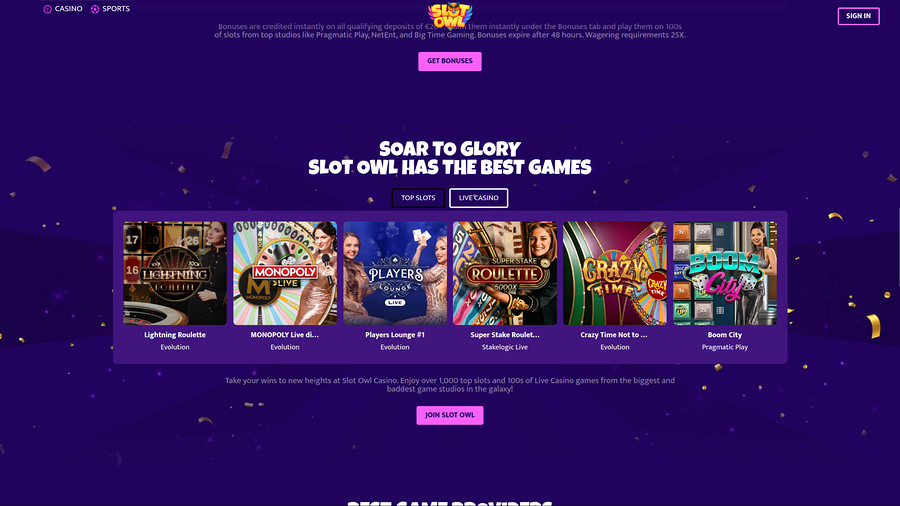 Slot Owl Casino Desktop Live Dealer