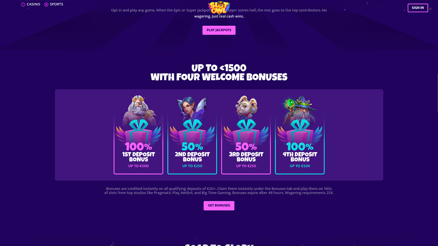 Slot Owl Casino Desktop Promotions