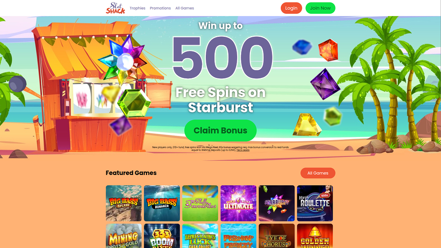 Slot Shack Casino Desktop Homepage